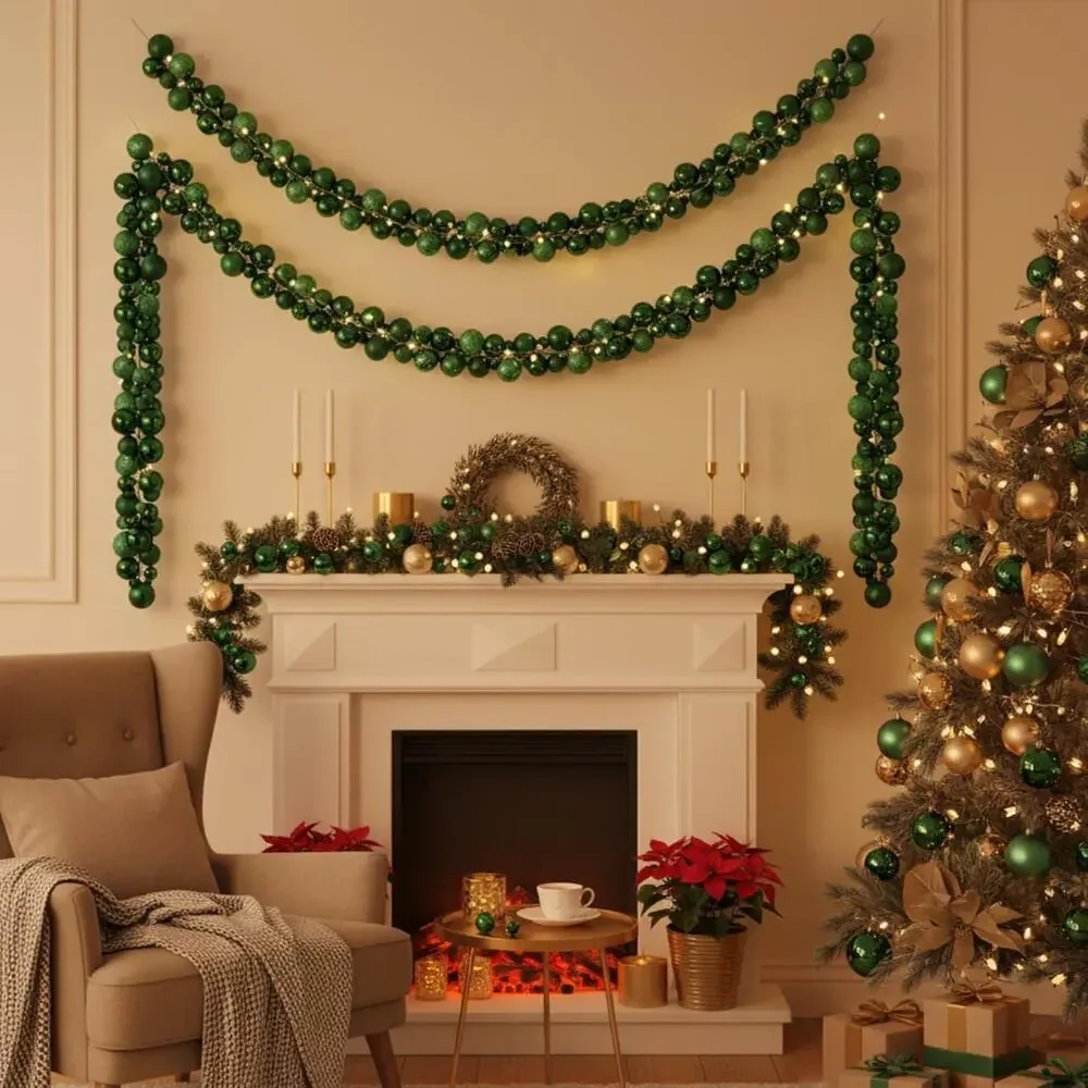 Set of 2 Branches Of Green Ornaments 6’ Long